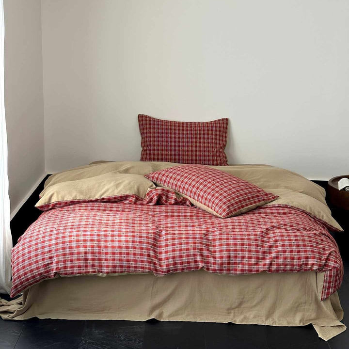 Vintage Red Checkered Bedding Set Collection