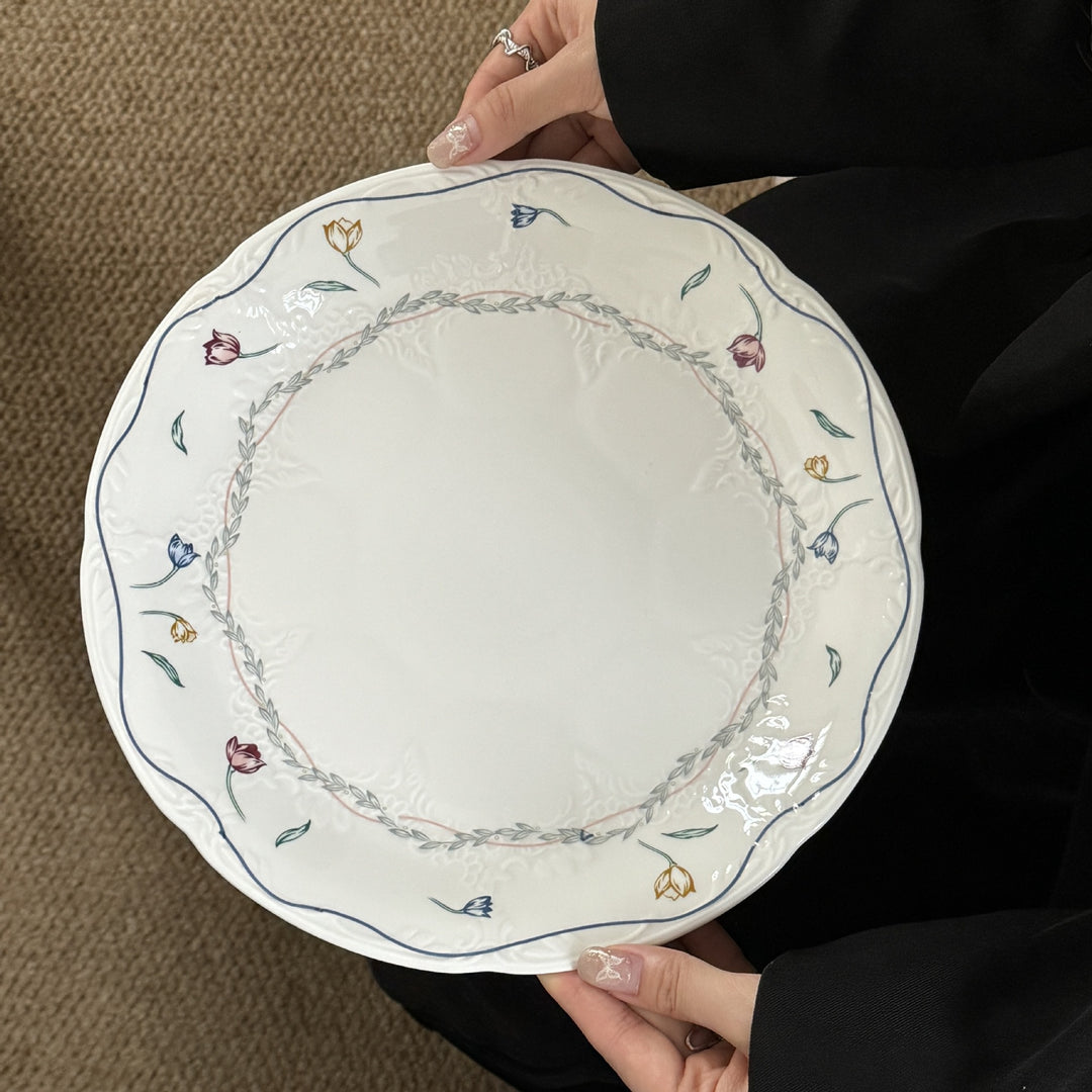 Floral White Plate Set