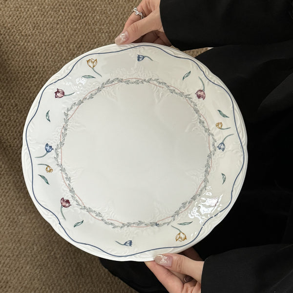 Floral White Plate Set