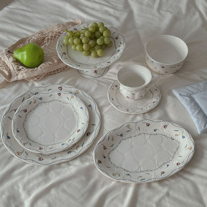 Floral White Plate Set