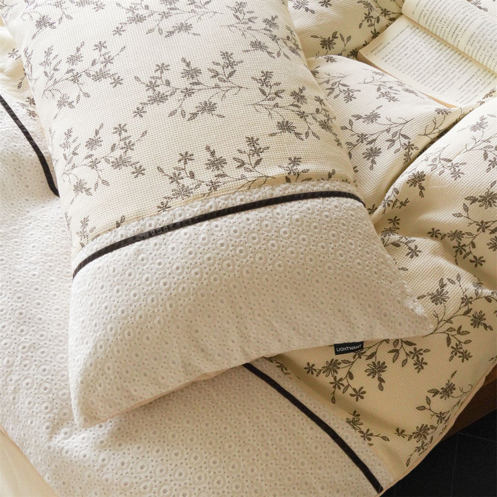 Beige Floral Cotton Bedding