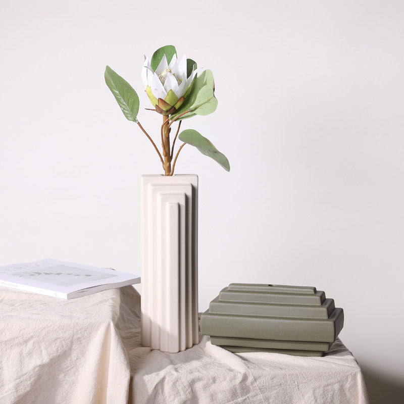 Modern Ribbed Ceramic Vase