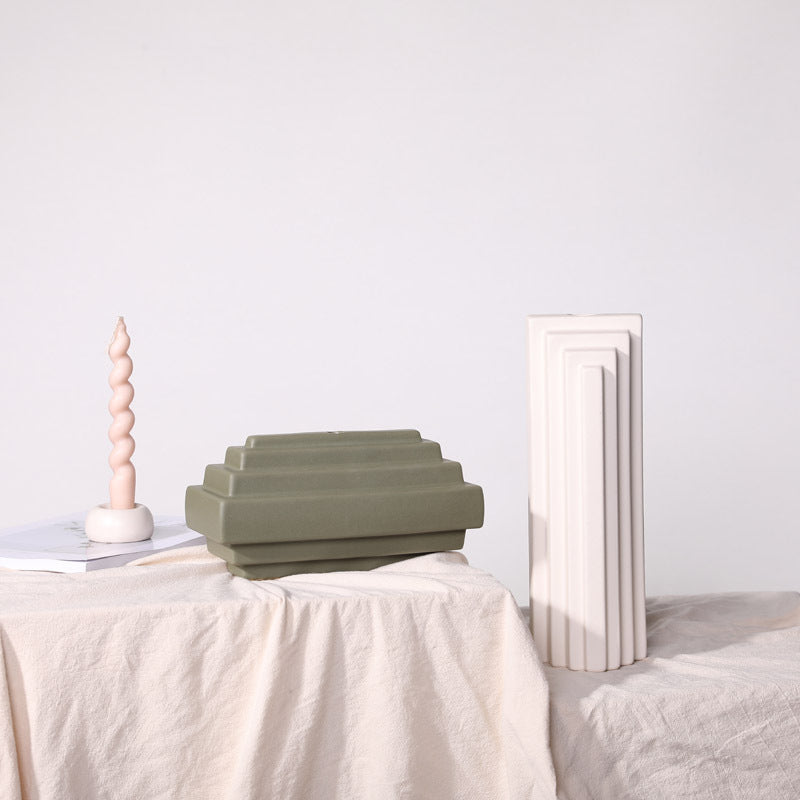 Modern Ribbed Ceramic Vase