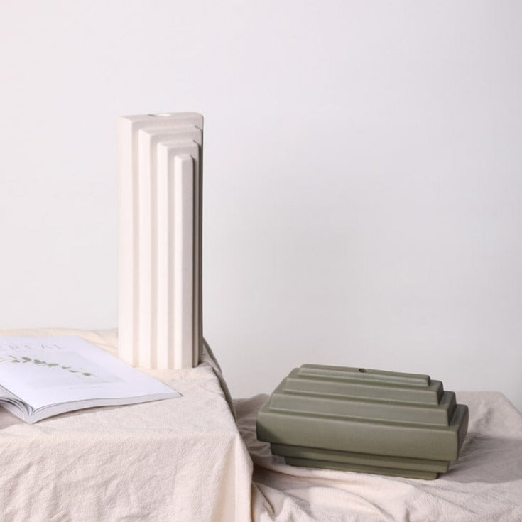 Modern Ribbed Ceramic Vase