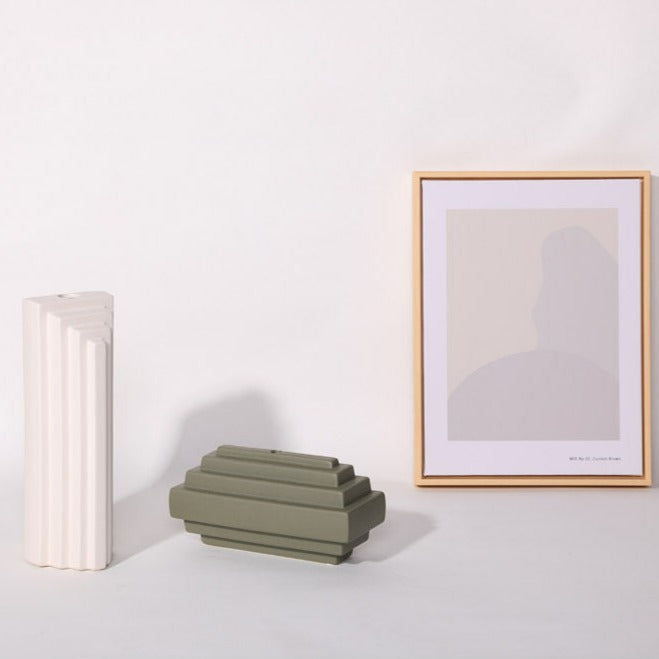 Modern Ribbed Ceramic Vase