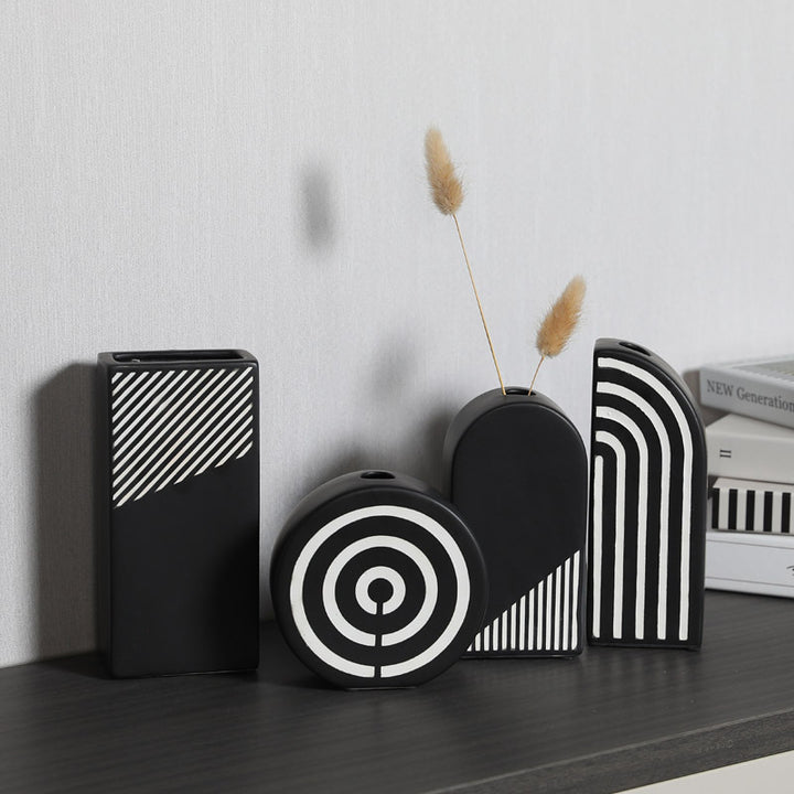 Black & White Abstract Vase Collection