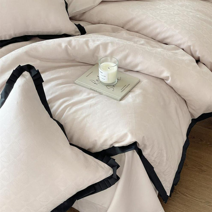 Black Lined Heart Bedding Set