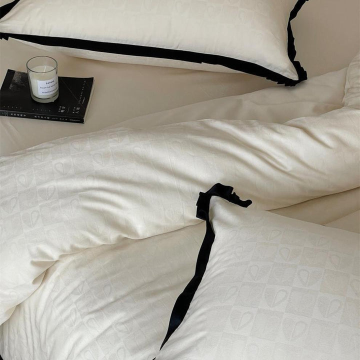 Black Lined Heart Bedding Set