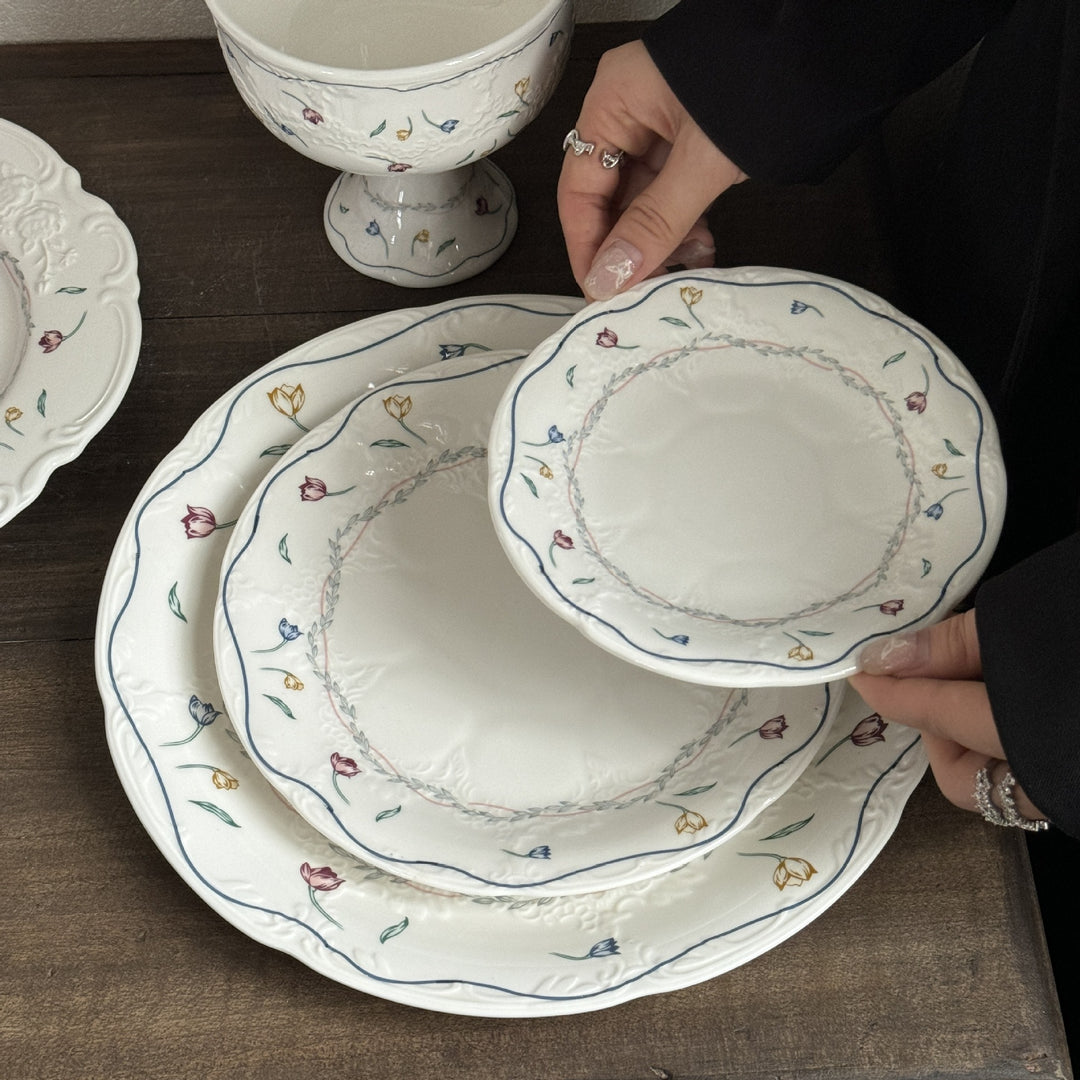 Floral White Plate Set