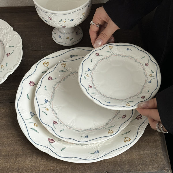 Floral White Plate Set