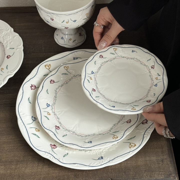 Floral White Plate Set