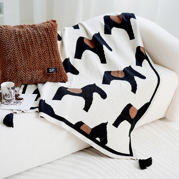 Knitted Horse Tassel Blanket