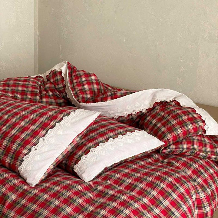 Vintage Red Checkered Bedding Set Collection