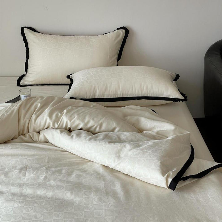 Black Lined Heart Bedding Set
