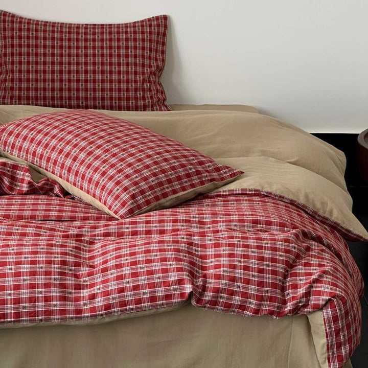Vintage Red Checkered Bedding Set Collection