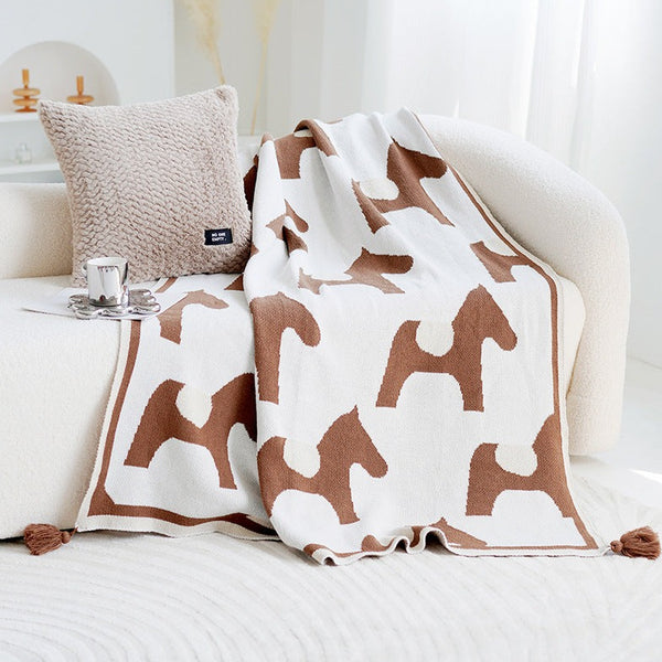 Knitted Horse Tassel Blanket