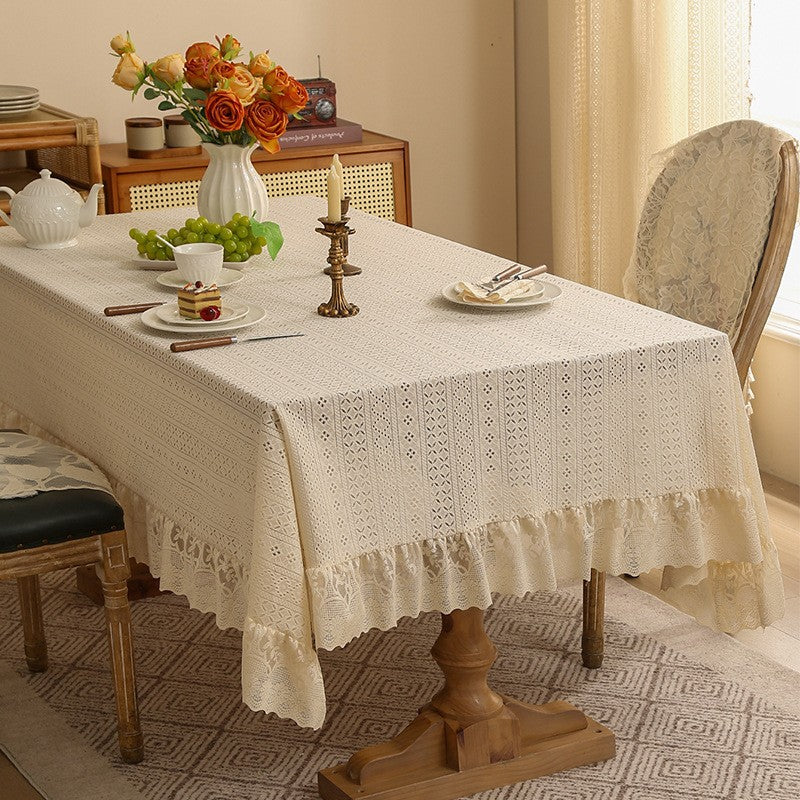 Vintage Stitch Ruffle Tablecloth