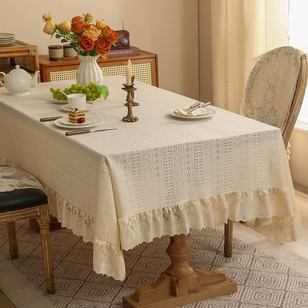 Vintage Stitch Ruffle Tablecloth