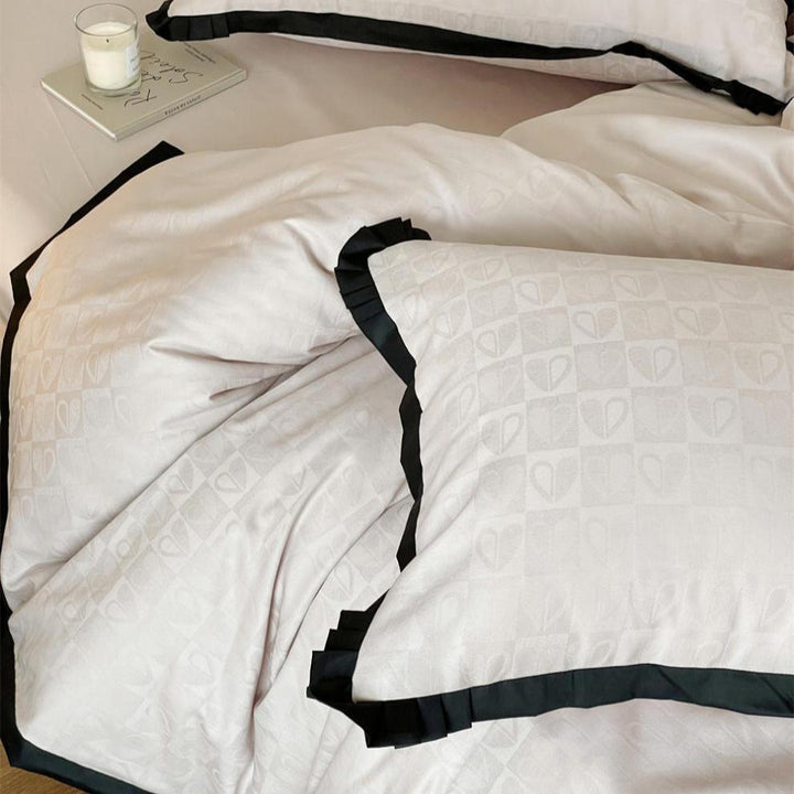 Black Lined Heart Bedding Set