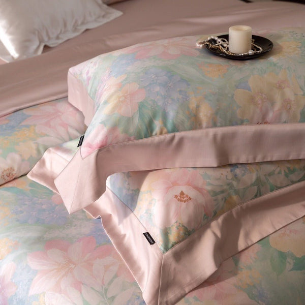 Aqua Blue and Pink Ombre Bedding Set - Bedding - Delicors