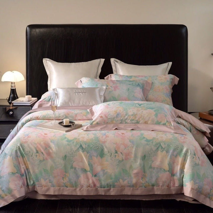 Aqua Blue and Pink Ombre Bedding Set - Bedding - Delicors