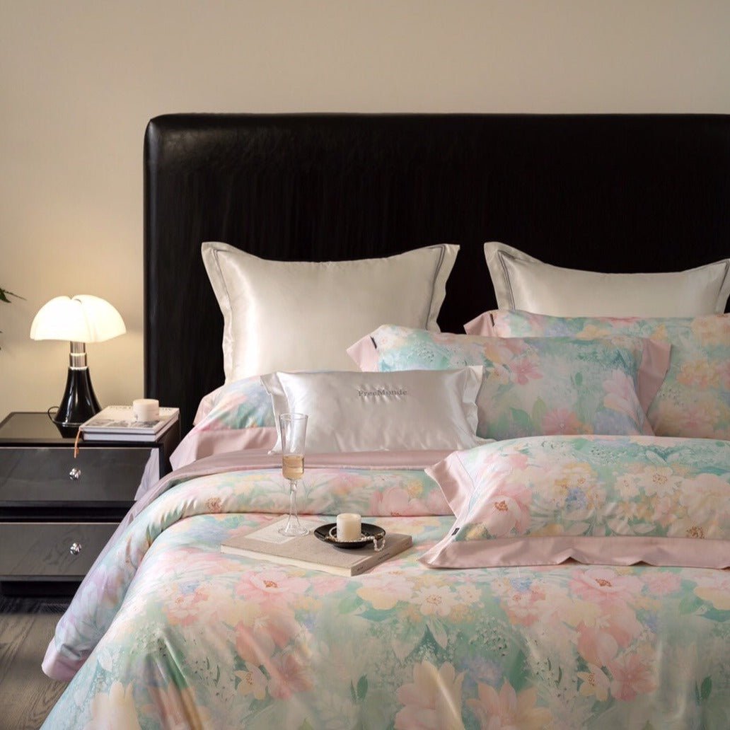 Aqua Blue and Pink Ombre Bedding Set - Bedding - Delicors