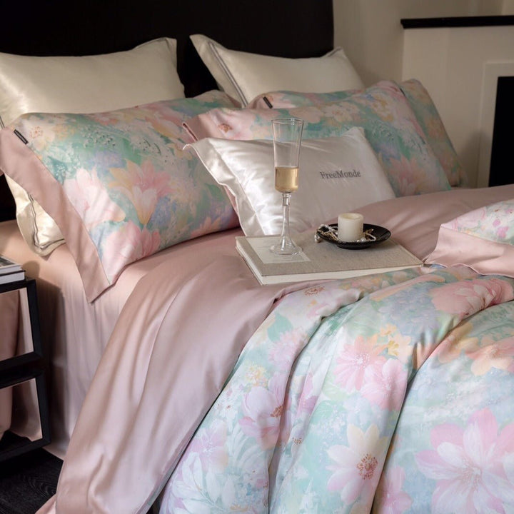 Aqua Blue and Pink Ombre Bedding Set - Bedding - Delicors