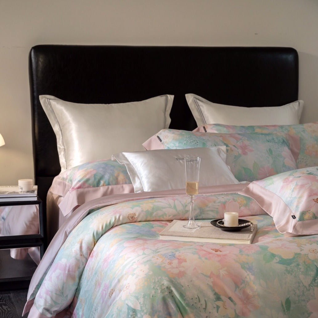 Aqua Blue and Pink Ombre Bedding Set - Bedding - Delicors
