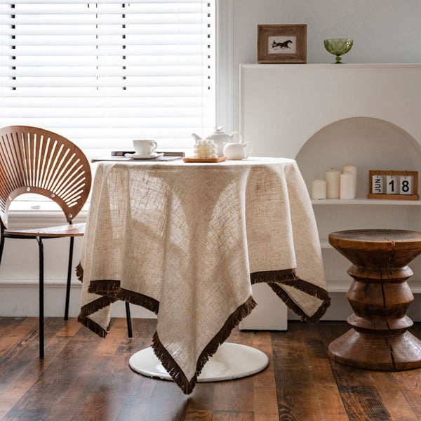 Beige Tassel Tablecloth - Table Cloth - Delicors