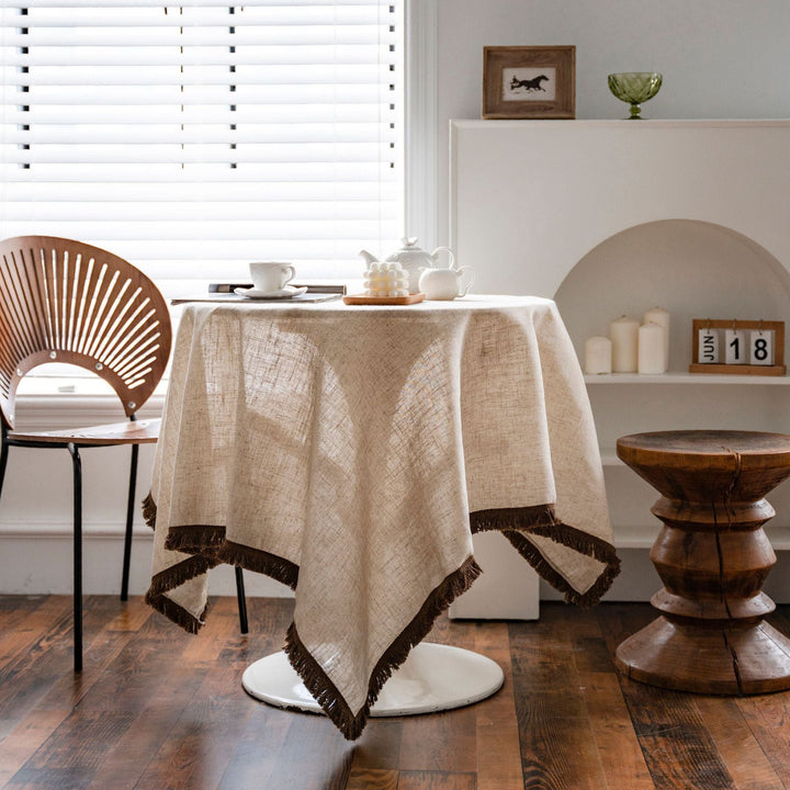 Beige Tassel Tablecloth - Table Cloth - Delicors