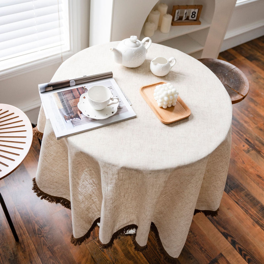 Beige Tassel Tablecloth - Table Cloth - Delicors