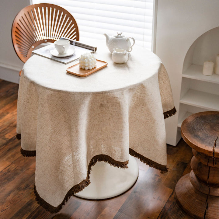 Beige Tassel Tablecloth - Table Cloth - Delicors