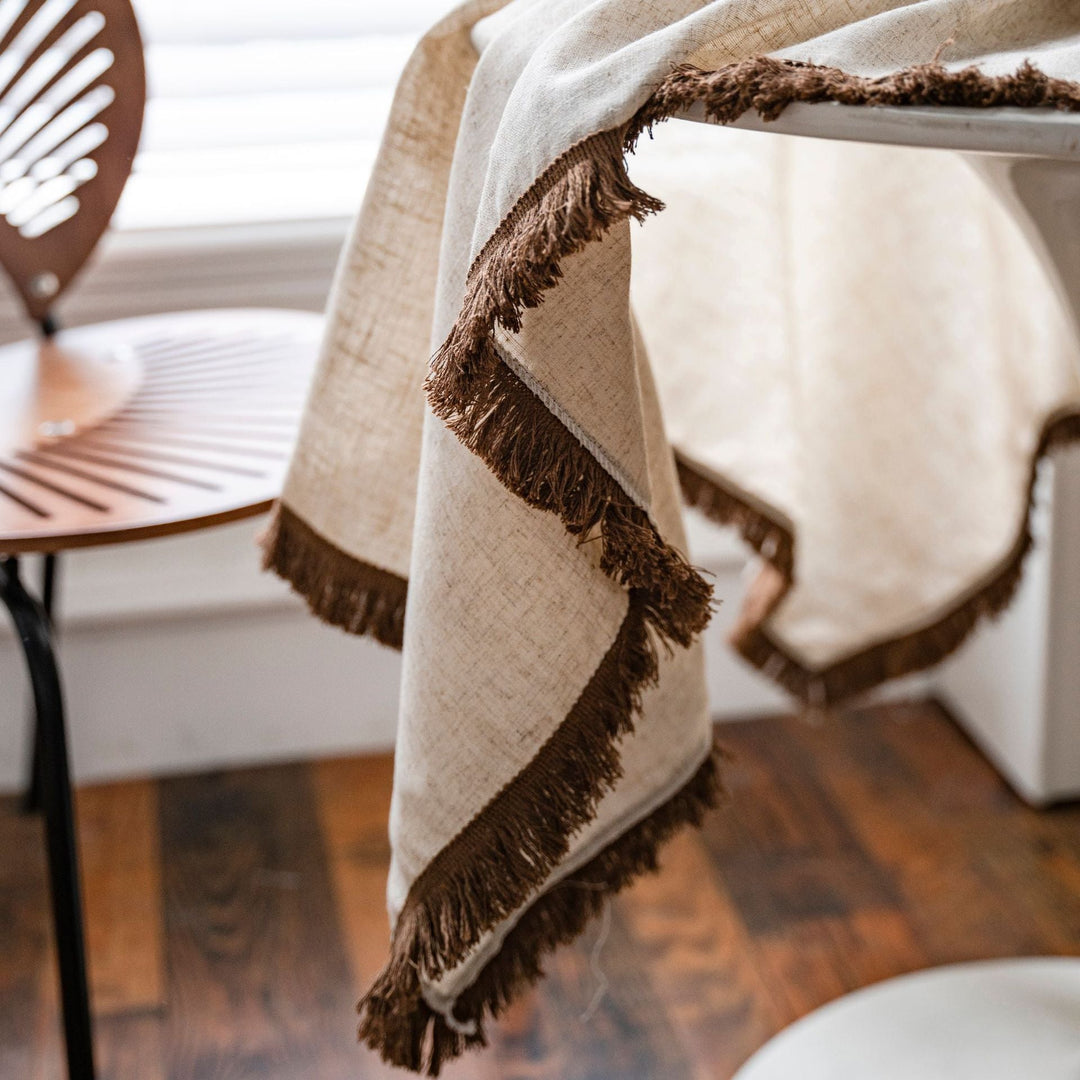 Beige Tassel Tablecloth - Table Cloth - Delicors