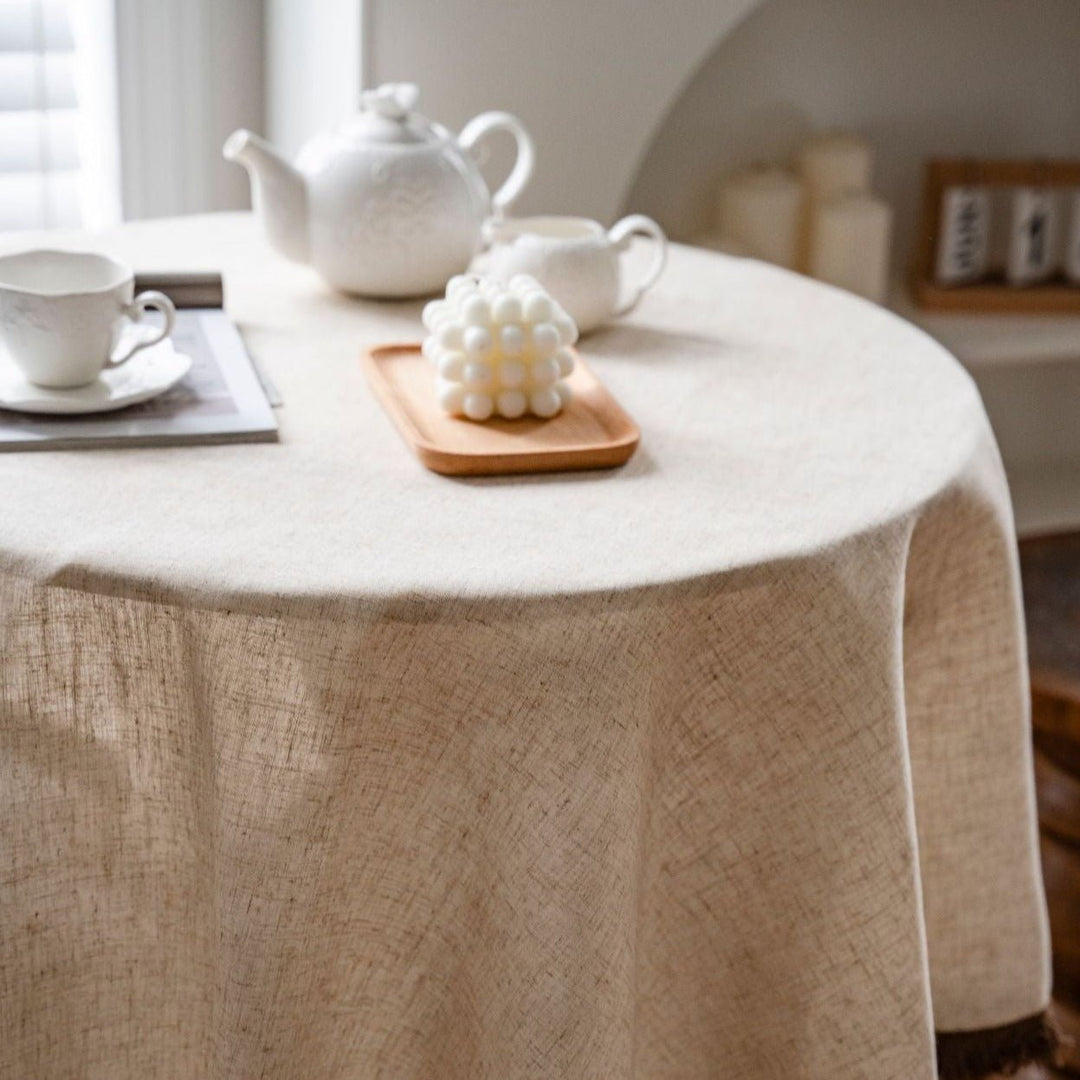 Beige Tassel Tablecloth - Table Cloth - Delicors
