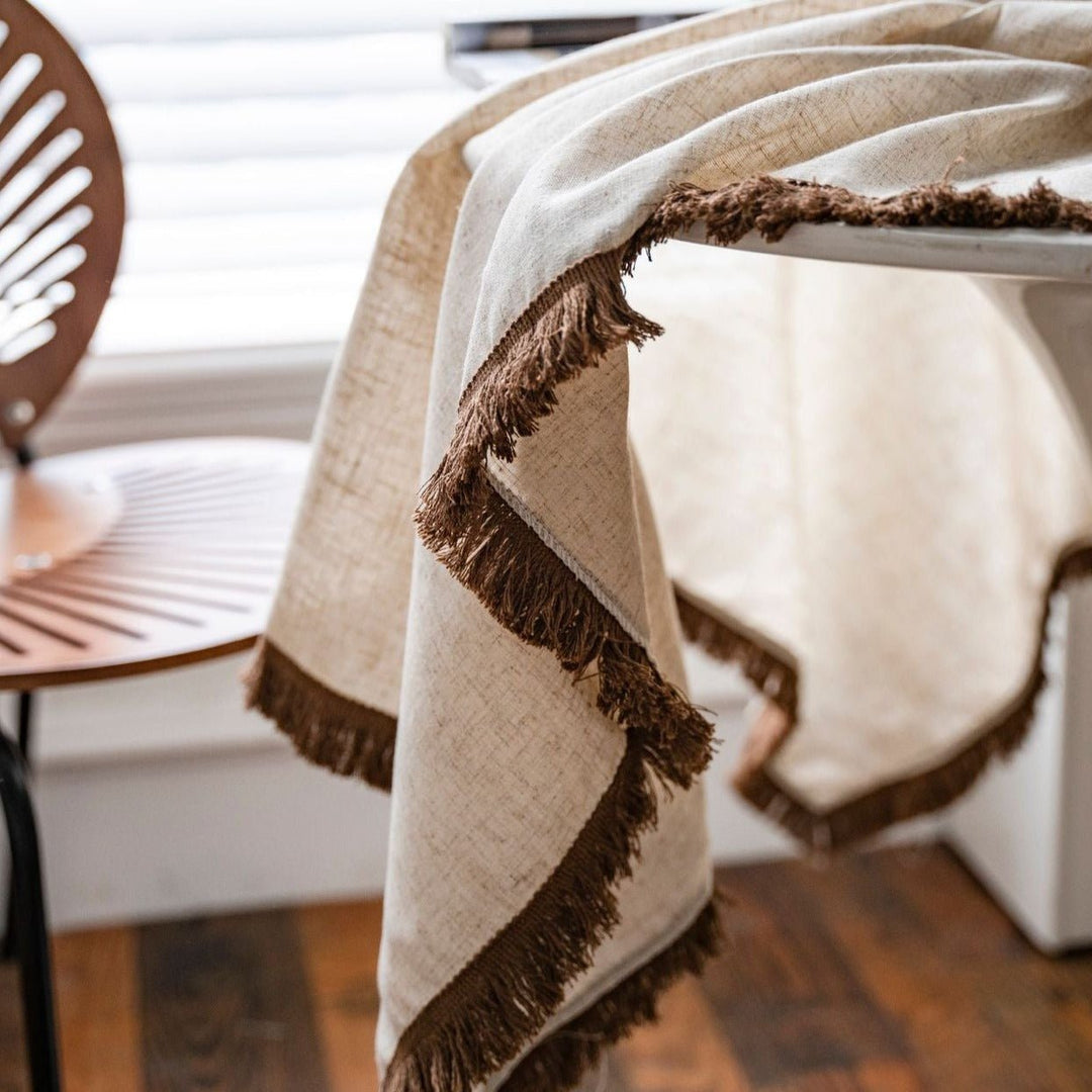 Beige Tassel Tablecloth - Table Cloth - Delicors