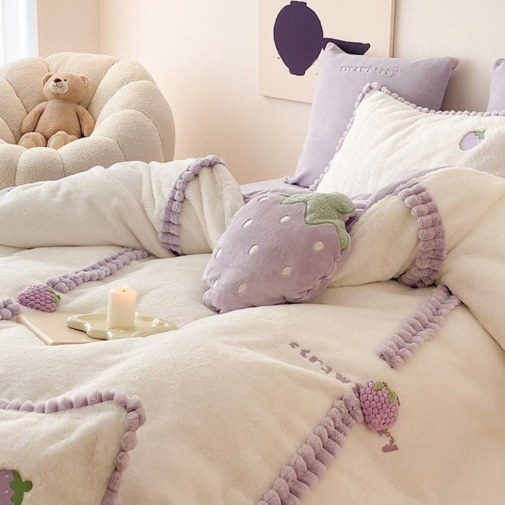 Berry Bliss Lavender Strawberry Bedding Ensemble - Bedding - Delicors