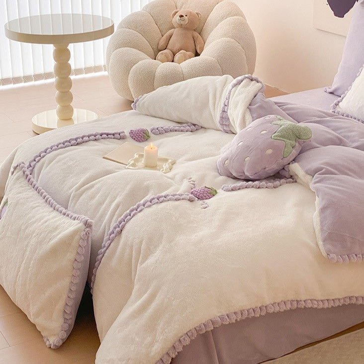 Berry Bliss Lavender Strawberry Bedding Ensemble - Bedding - Delicors