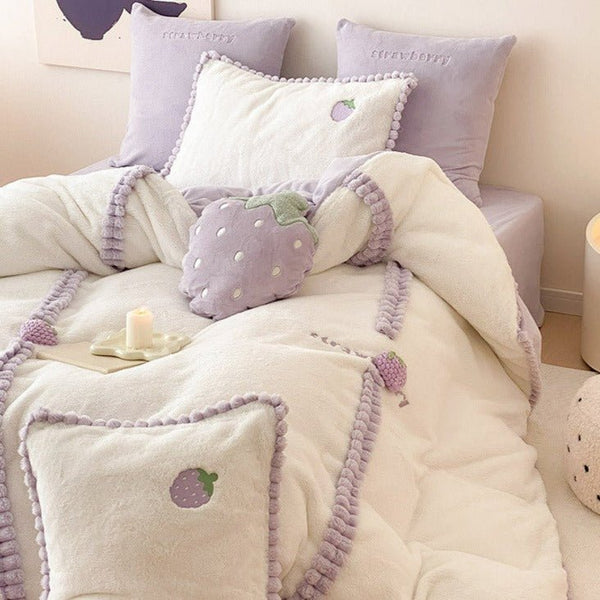 Berry Bliss Lavender Strawberry Bedding Ensemble - Bedding - Delicors