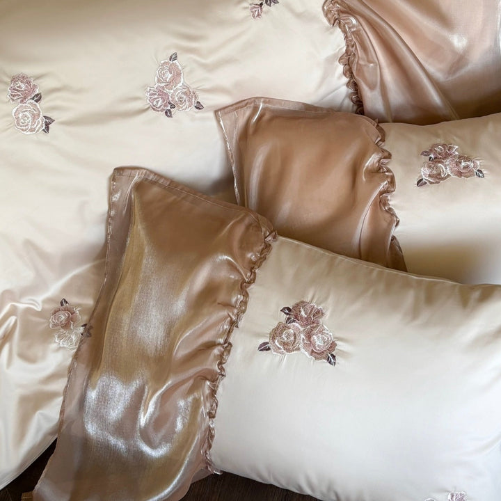 Silky Rose Ruffle Bedding Set