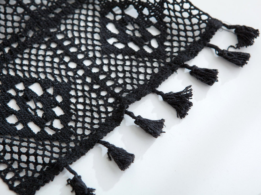 Black Crochet Patchwork Table Runner - FINAL SALE - Table Runner - Delicors