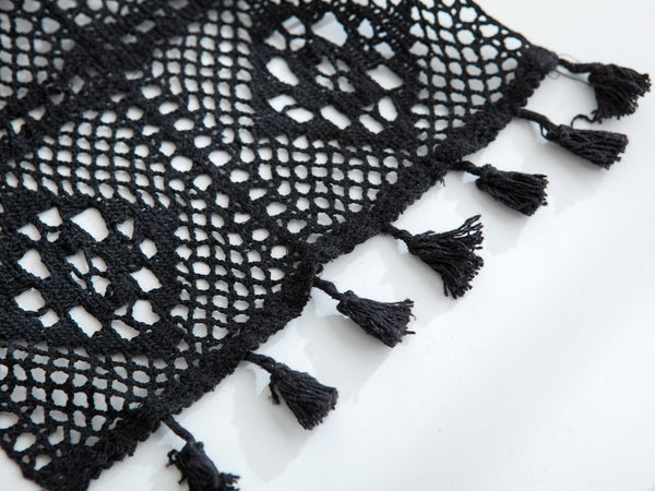Black Crochet Patchwork Table Runner - FINAL SALE - Table Runner - Delicors
