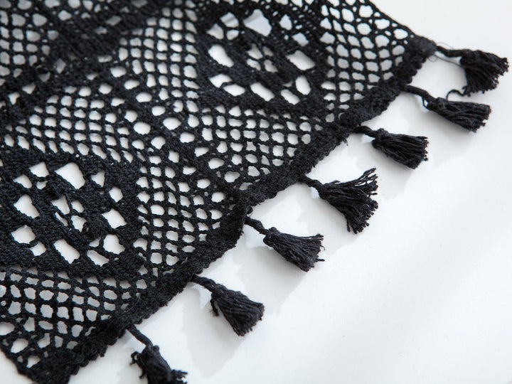 Black Crochet Patchwork Table Runner - FINAL SALE - Table Runner - Delicors