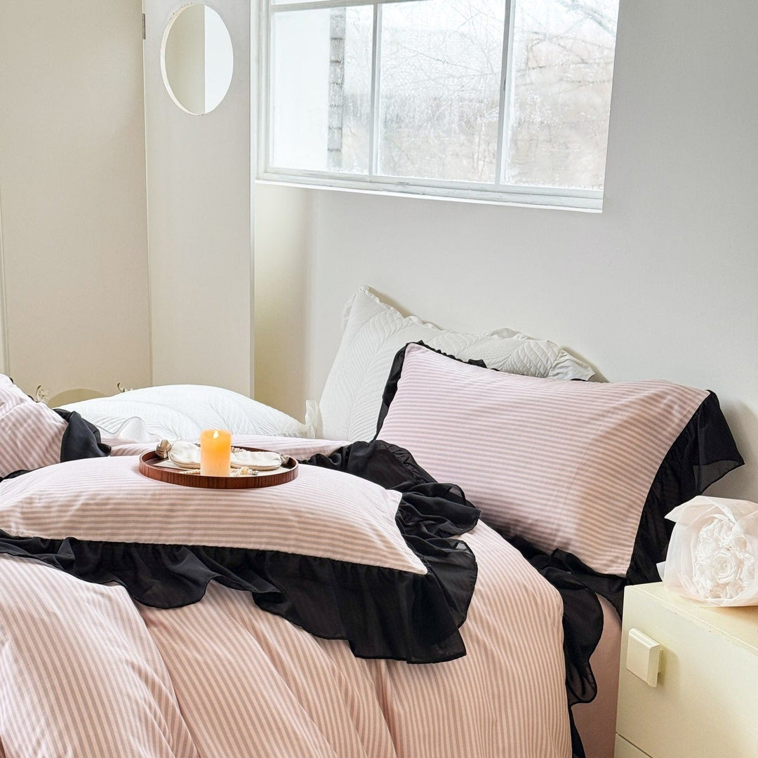 Black Lace Ruffle Bedding Set - Bedding - Delicors