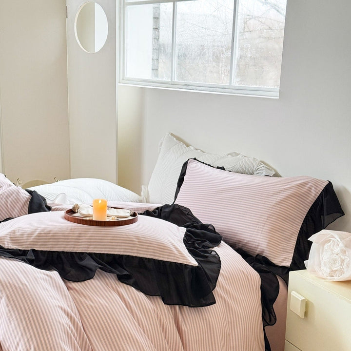 Black Lace Ruffle Bedding Set - Bedding - Delicors