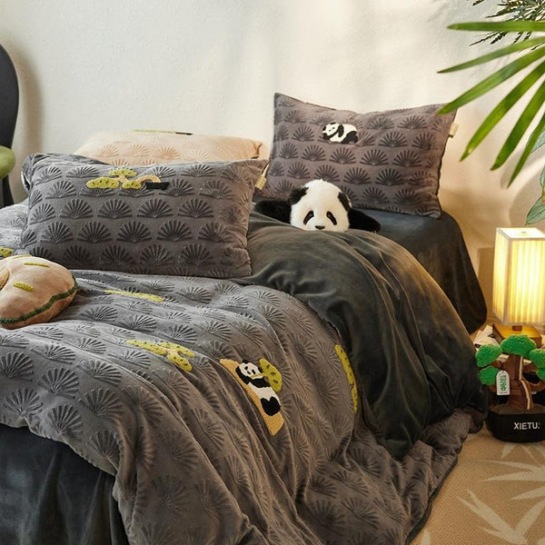 Black & White Bliss Mono Panda Bed Linens - Bedding - Delicors