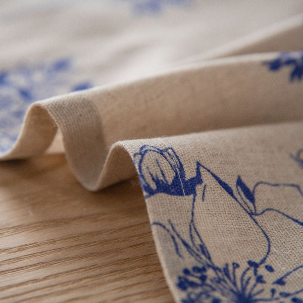 Blue Ink Flower Table Cloth - Table Cloth - Delicors