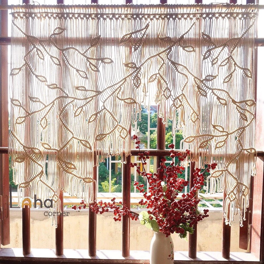 Botanical Weaves Macrame Curtain - Curtain - Delicors