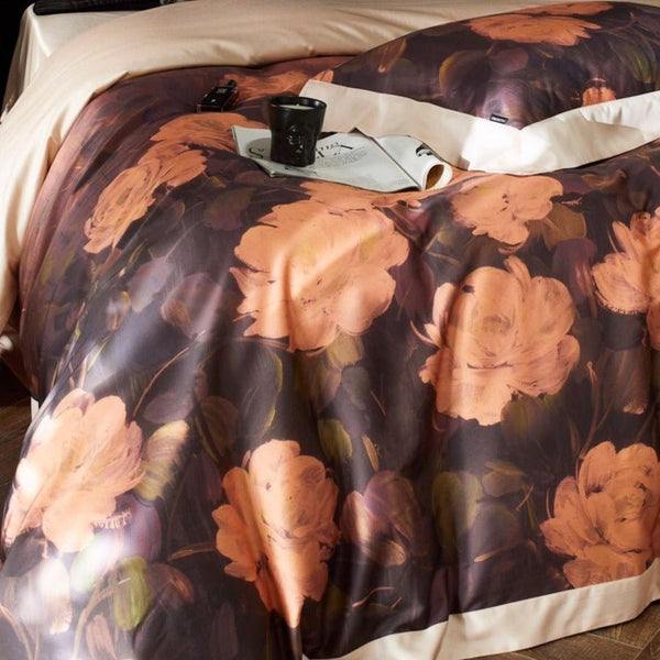 Burnt Orange Floral Bedding Set - Bedding - Delicors