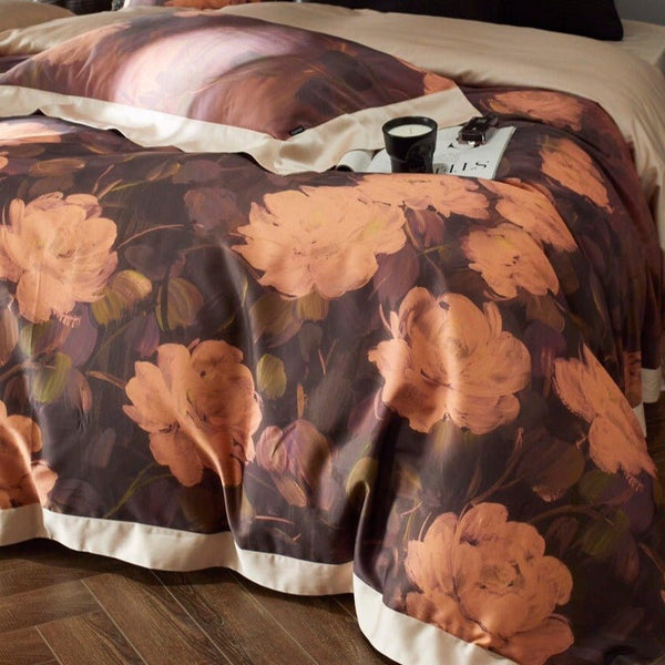 Burnt Orange Floral Bedding Set - Bedding - Delicors