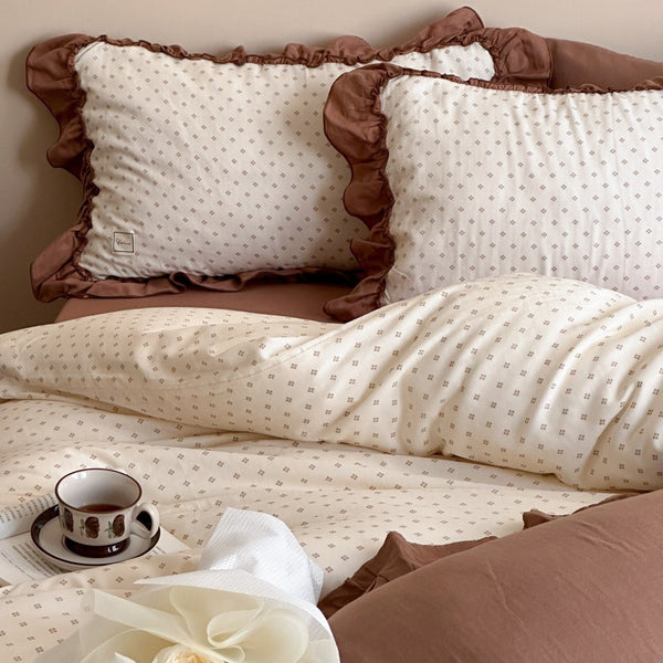 Coffee Snow Ruffle Bedding Set - Bedding - Delicors